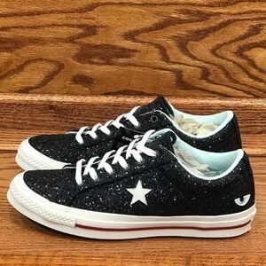 Converse One Star Ox Chiara Ferragni Black Glitter Sneakers 562024C Womens 8